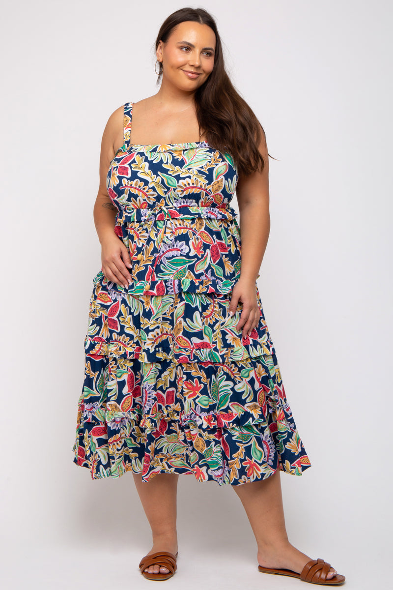 NAVY MULTI FLORAL DRESS K7