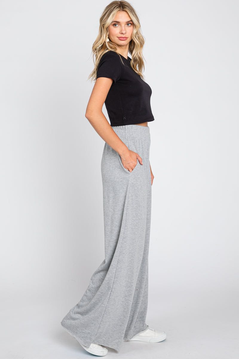 Heather Grey Soft Fleece Wide Leg Lounge Pants – PinkBlush