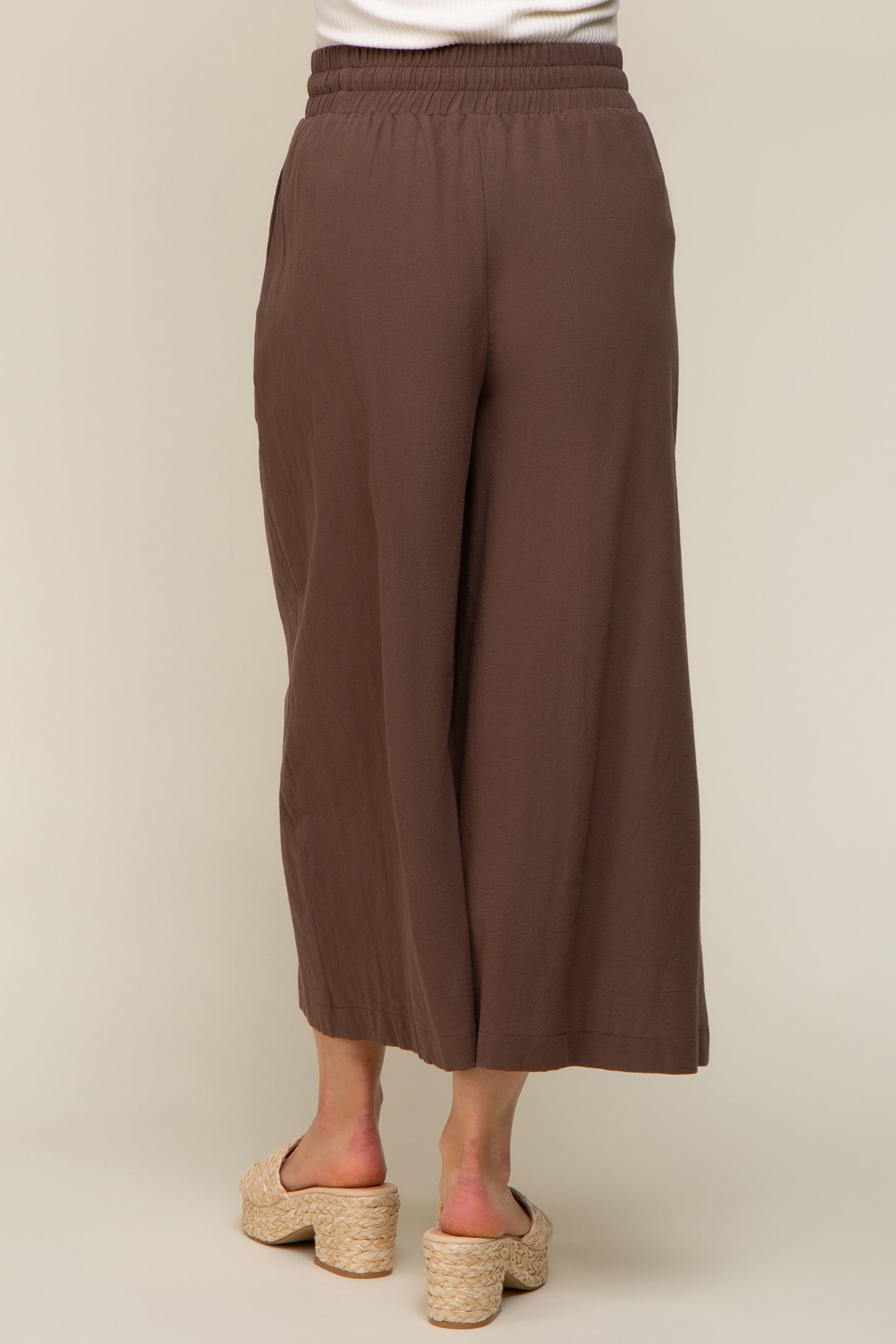 Brown Drawstring Wide Leg Maternity Pants PinkBlush Brown Drawstring Wide Leg Maternity Pants PinkBlush