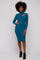 Teal Cutout Fitted Knit Dress