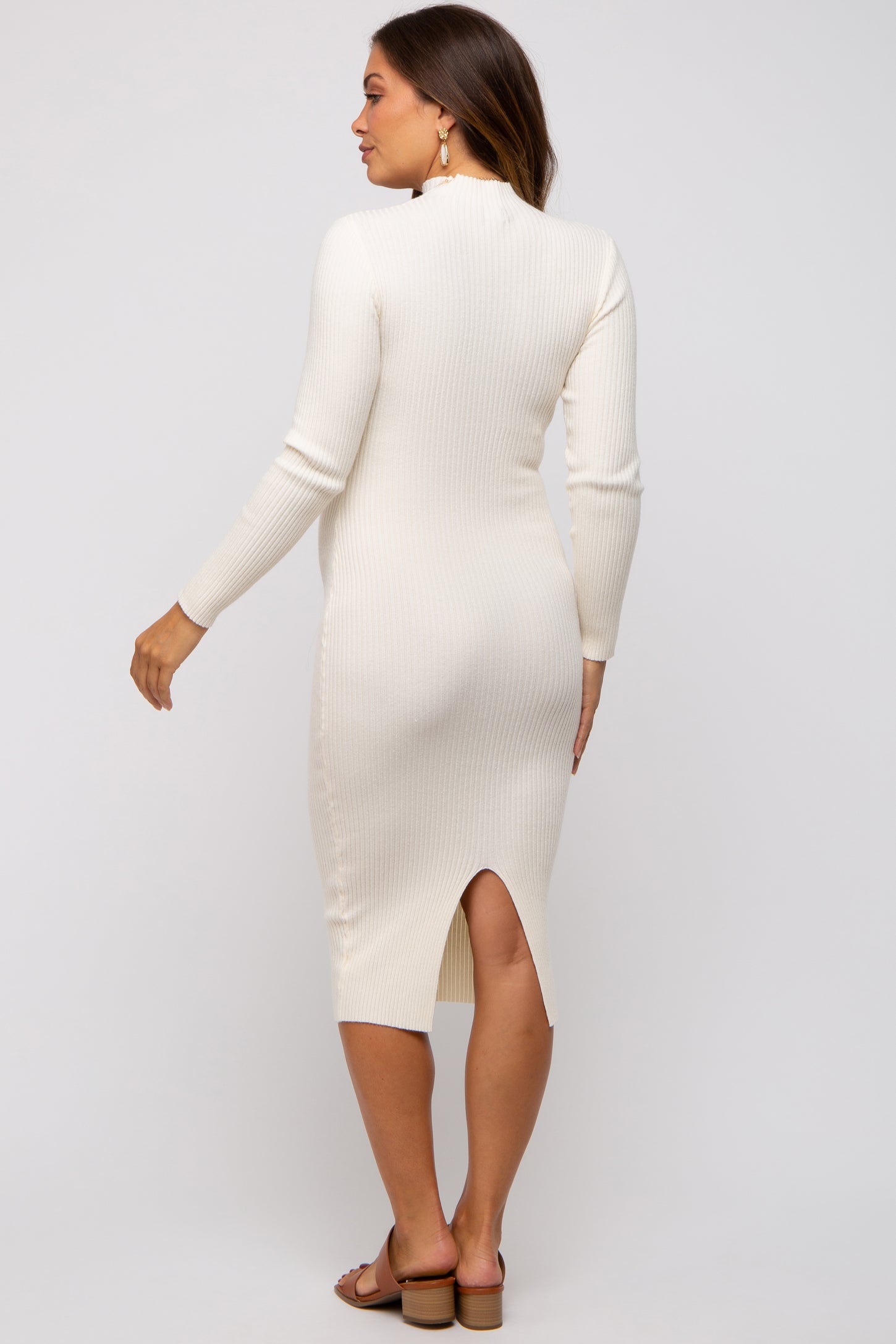 Cream Cutout Fitted Maternity Knit Dress Cream Cutout Fitted Maternity Knit Dress