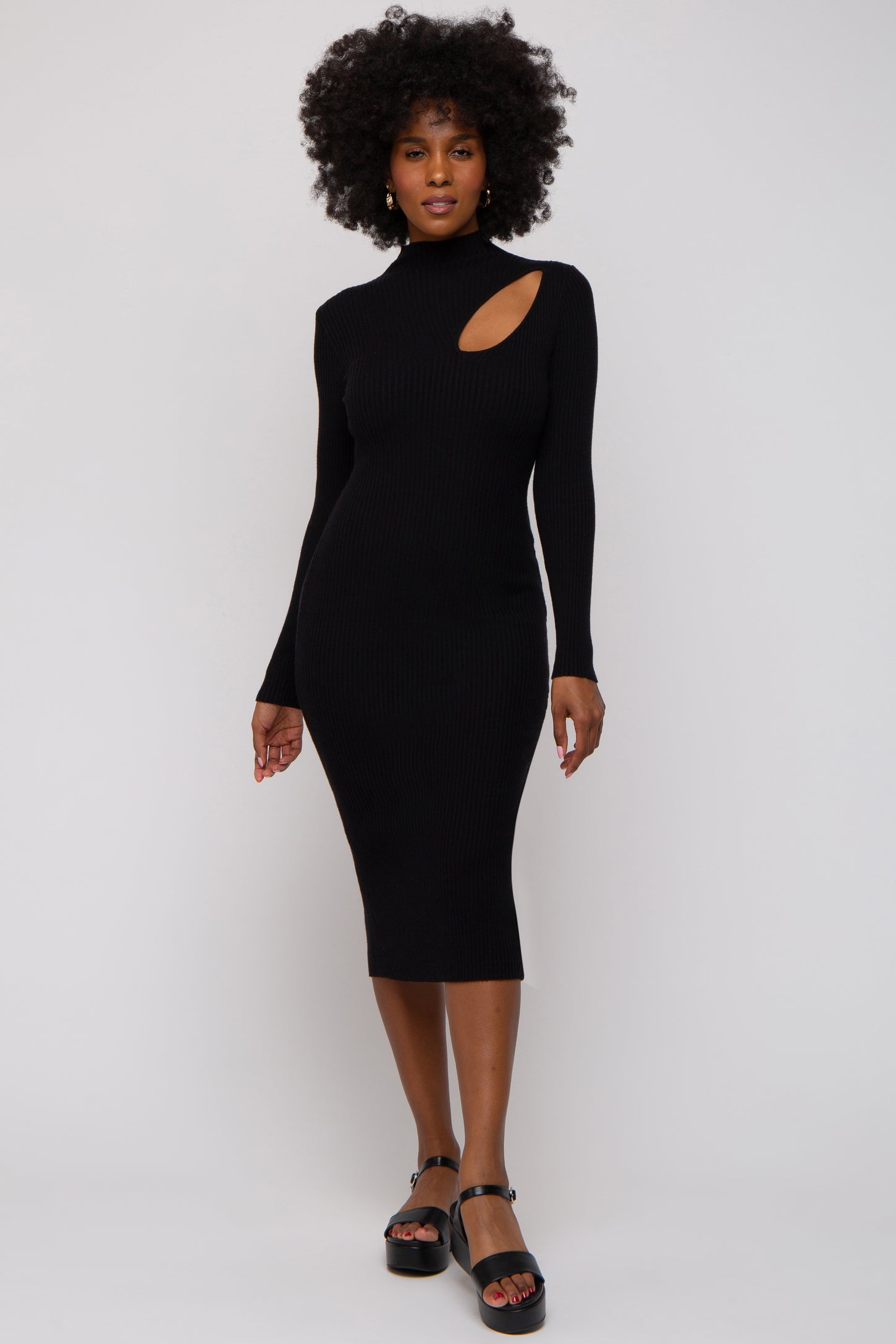 Black Cutout Fitted Knit Dress Black Cutout Fitted Knit Dress