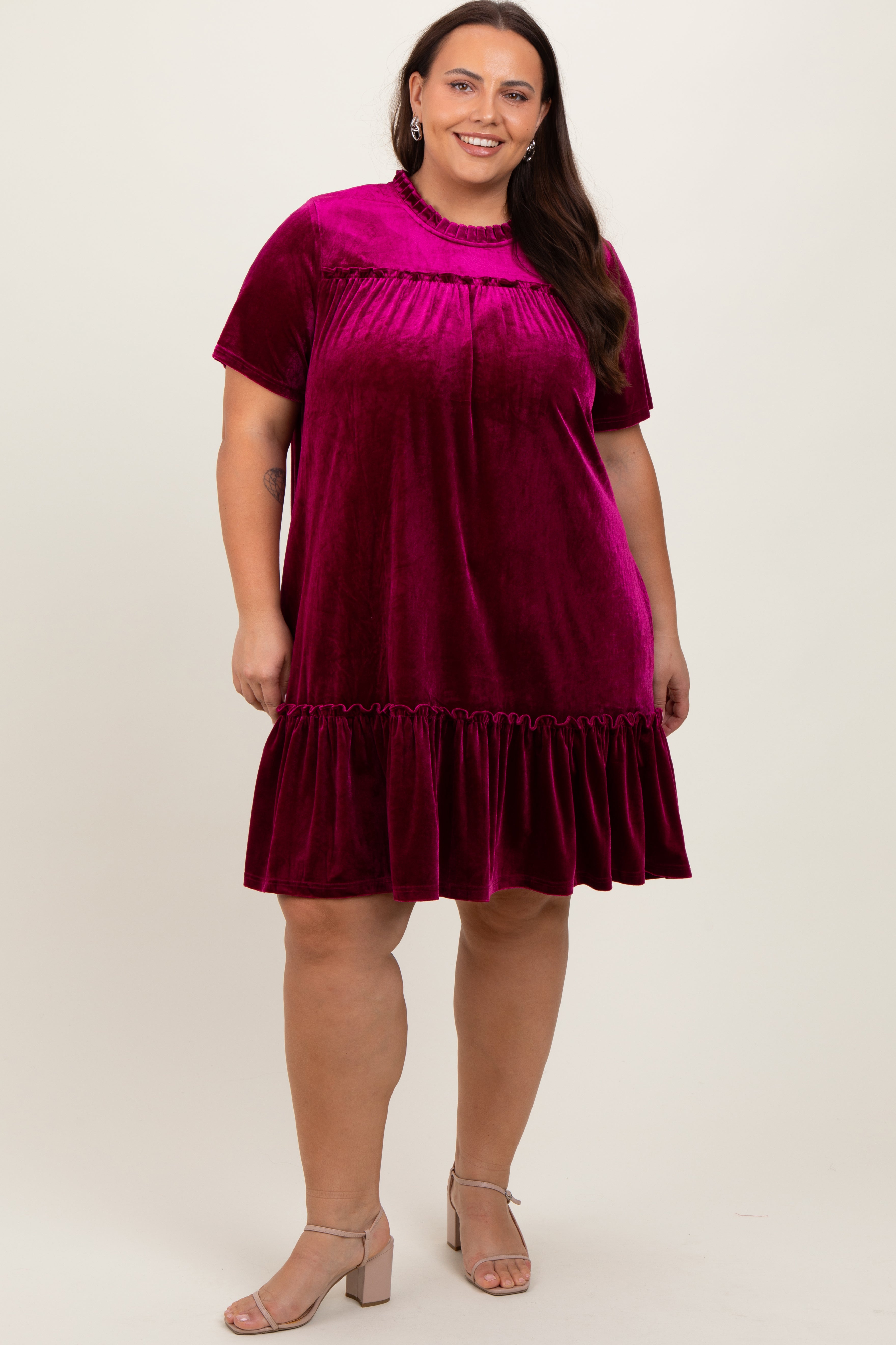 burgundy hoco dress short English Factory main image 1
