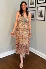 Navy Floral Sleeveless Tiered Maternity Maxi Dress