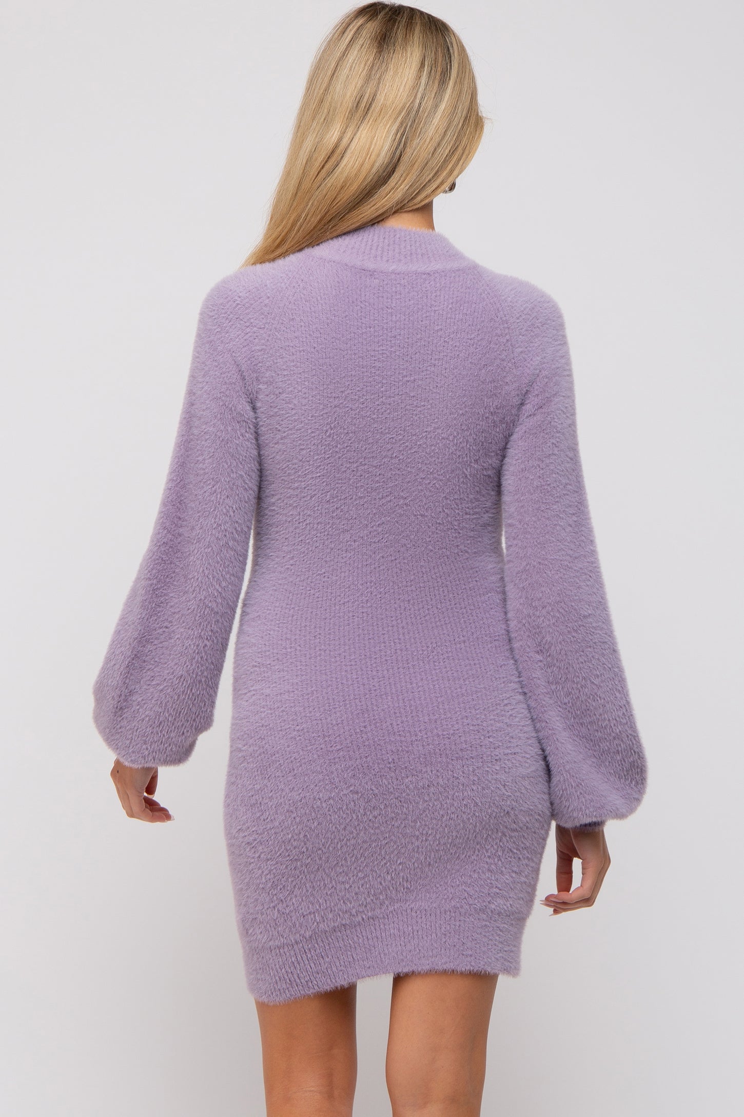 Lavender Fuzzy Knit Puff Sleeve Maternity Sweater Dress PinkBlush Lavender Fuzzy Knit Puff Sleeve Maternity Sweater Dress PinkBlush