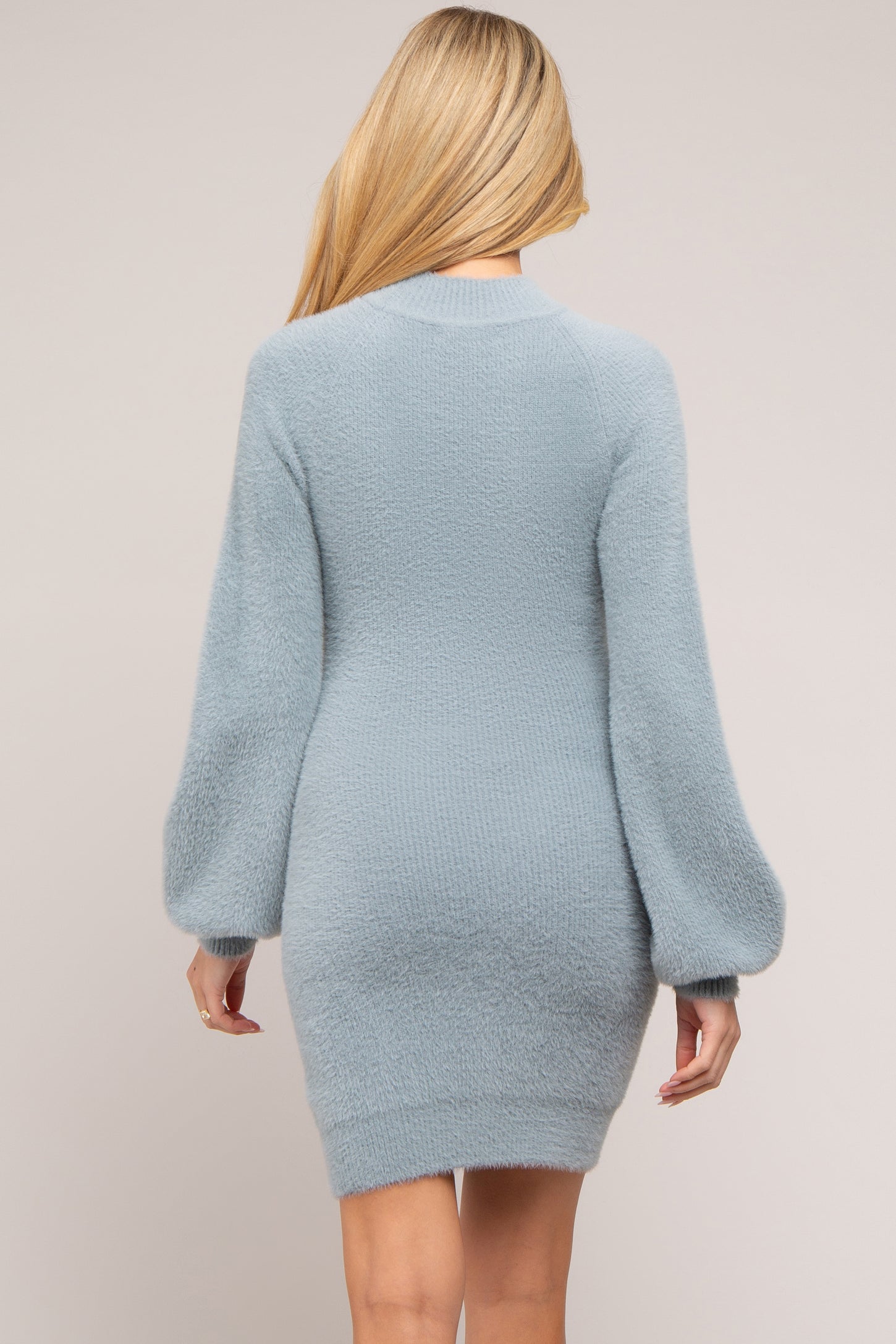 Light Blue Fuzzy Knit Puff Sleeve Maternity Sweater Dress PinkBlush Light Blue Fuzzy Knit Puff Sleeve Maternity Sweater Dress PinkBlush