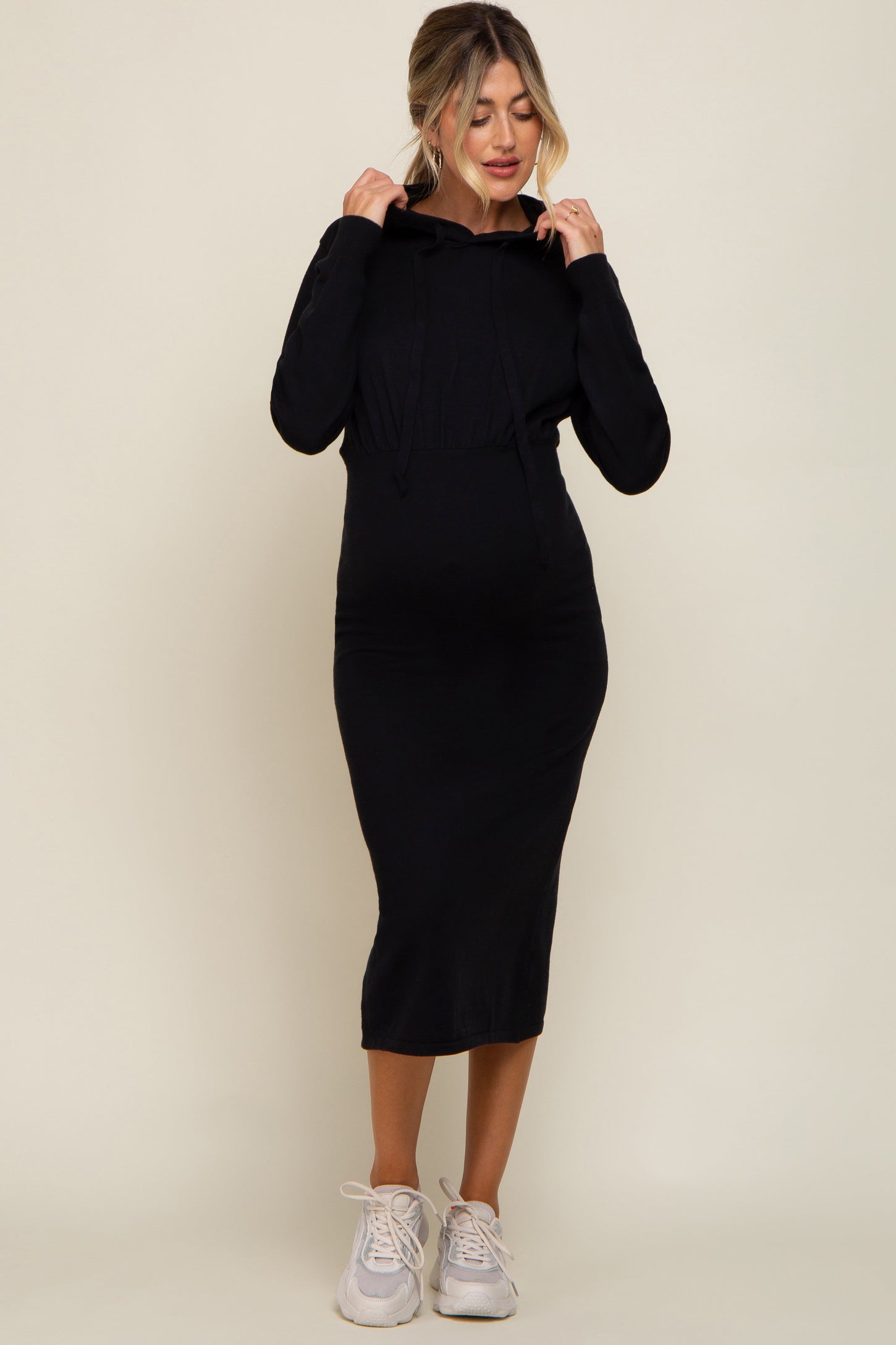 Black Knit Hooded Long Sleeve Maternity Dress Medium - Pinkblush - Casual Chic Boutique Black Knit Hooded Long Sleeve Maternity Dress Medium - Pinkblush - Casual Chic Boutique