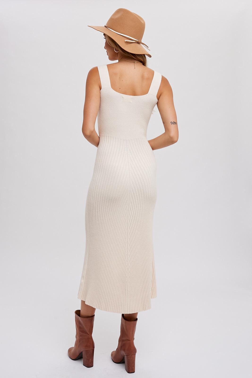 Cream Sweater Knit A-Line Midi Dress – PinkBlush