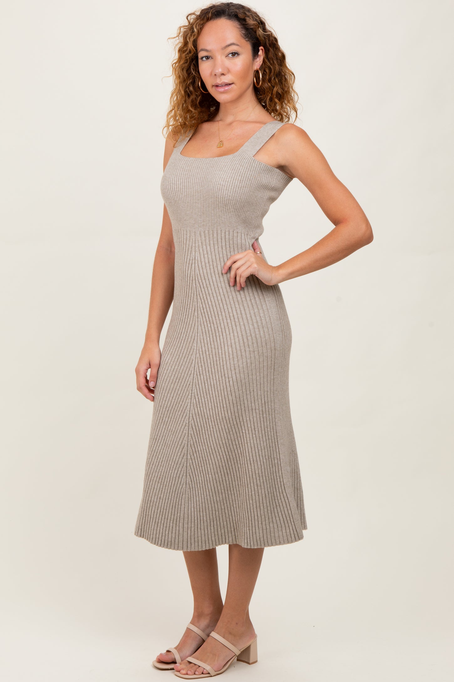knit a line midi dress ica ica dress knit dress A-line dress flare dress midi length high nec