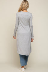 Heather Grey Button Front Knit Maternity Cardigan