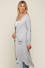 Heather Grey Button Front Knit Cardigan