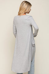 Heather Grey Button Front Knit Cardigan