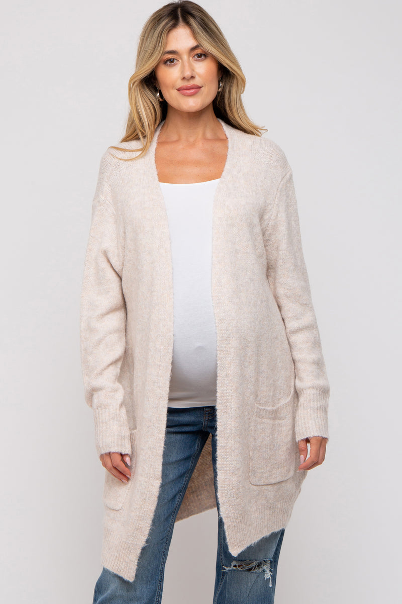 Beige Basic Knit Maternity Cardigan– PinkBlush