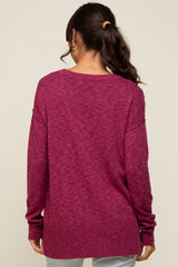 Magenta Knit Long Sleeve Top