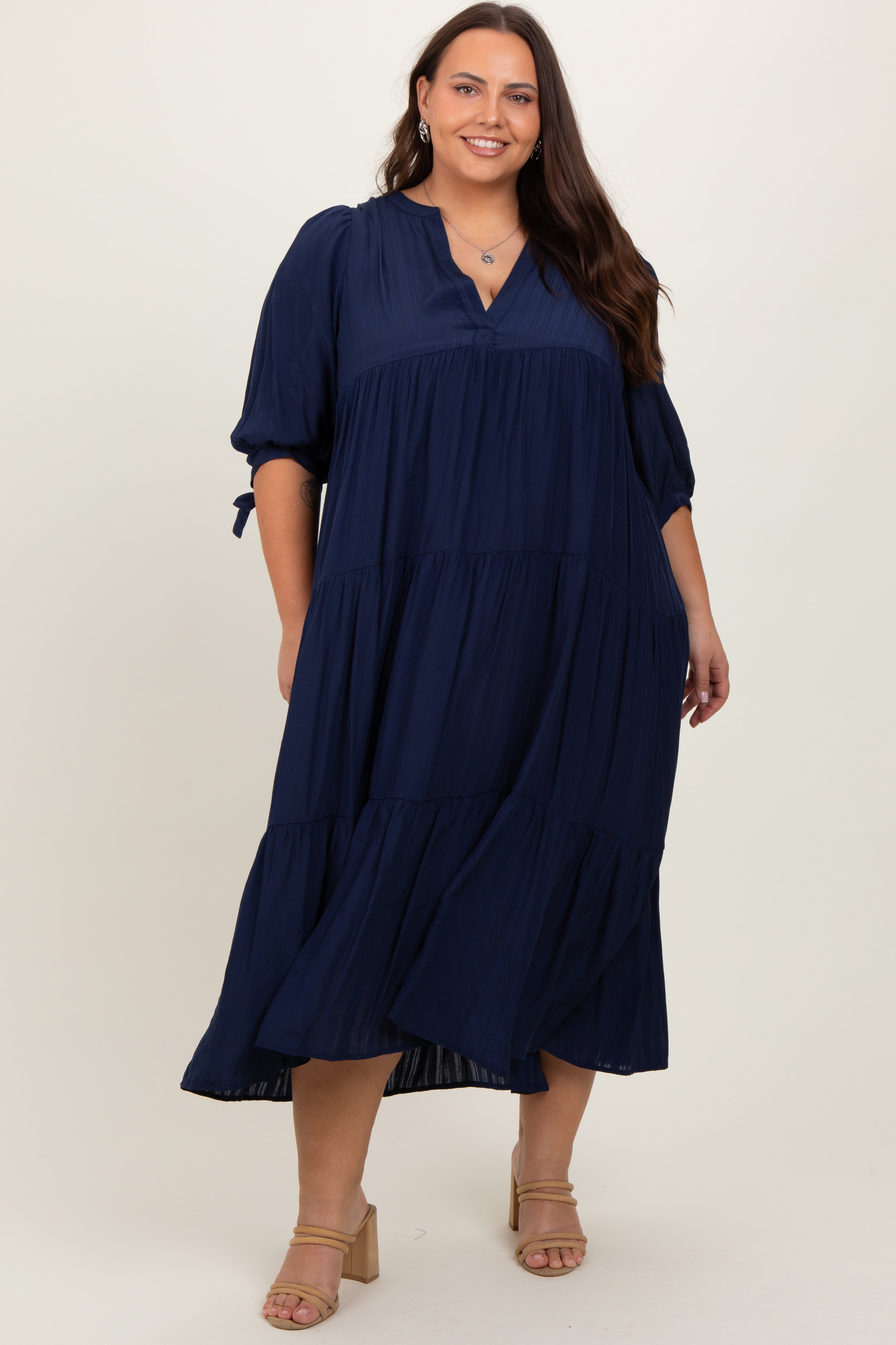 navy blue dress plus size women Striped Tiered Midi – PinkBlush Perfect for special occasions US Size:16 (XL) Wedding Dresses for a related:zeyana-unlined-mini-dress-sequin-gold