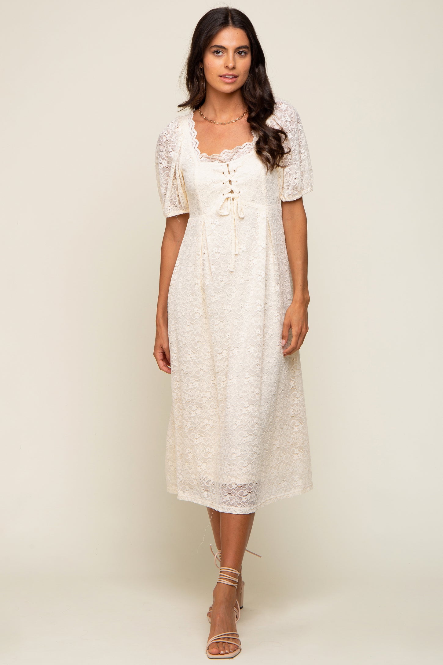Cream Lace Cutout Midi Dress – PinkBlush