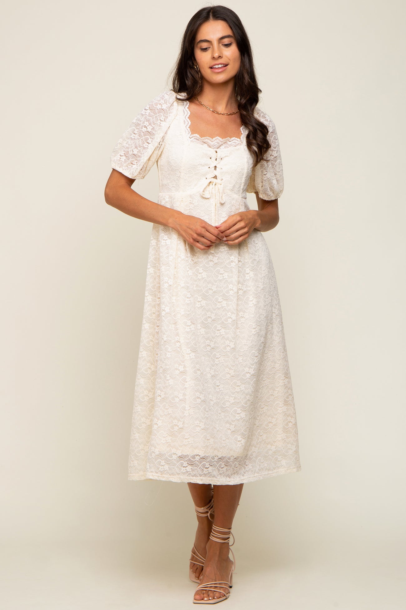 Cream Lace Cutout Midi Dress PinkBlush Cream Lace Cutout Midi Dress PinkBlush