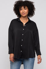 Black Striped Button Up Maternity Top