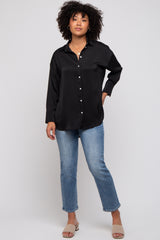 Black Striped Button Up Top