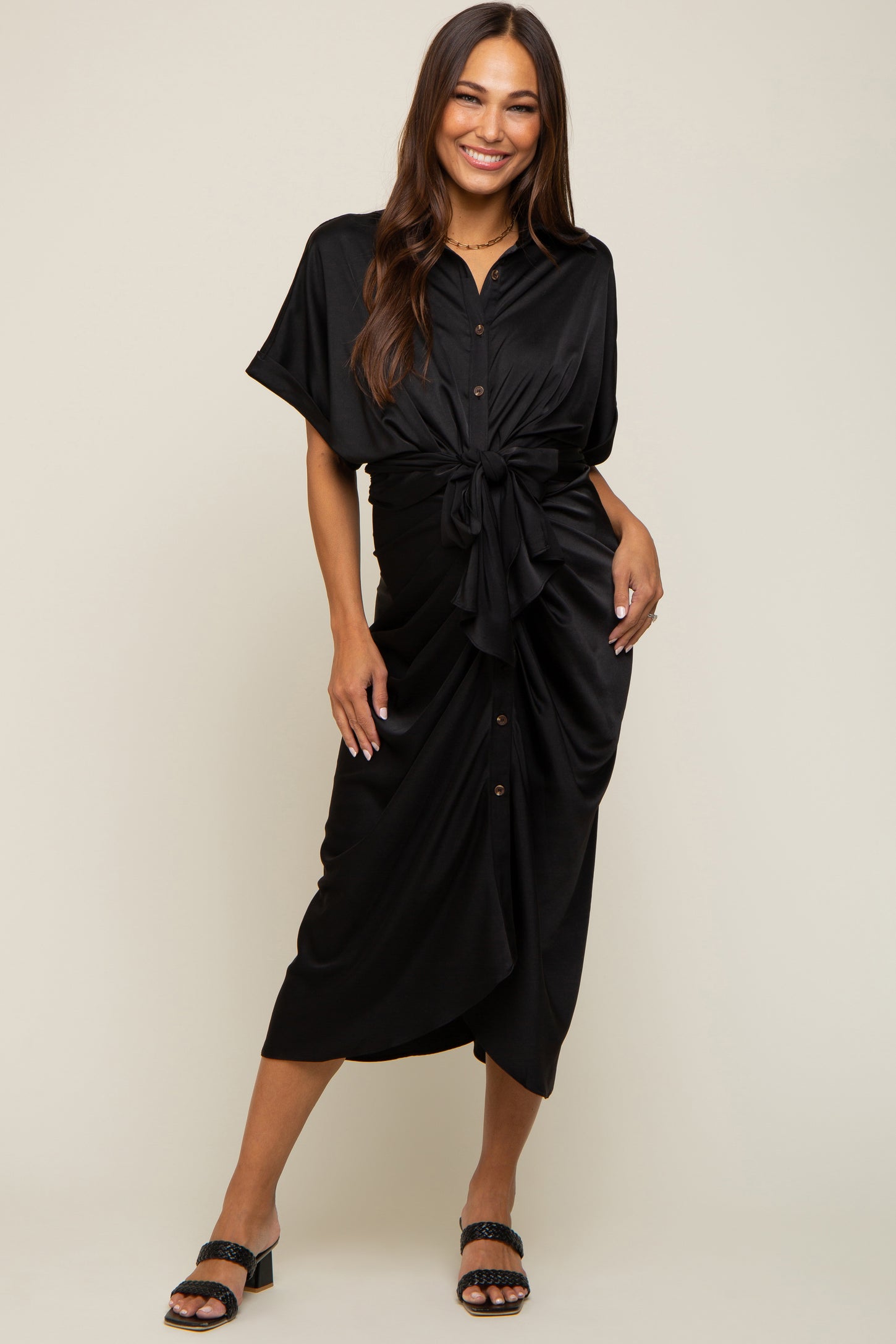 satin button midi dress Buy Nothing Ordinary Blue Satin Button Midi Dress from Next USA