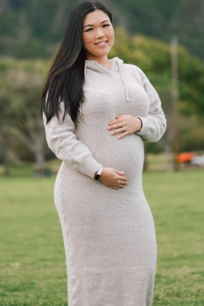 midi maternity sweater dress Alesha Barbie Pink Sweater Dress - DM Exclusive - Maternity Friendly