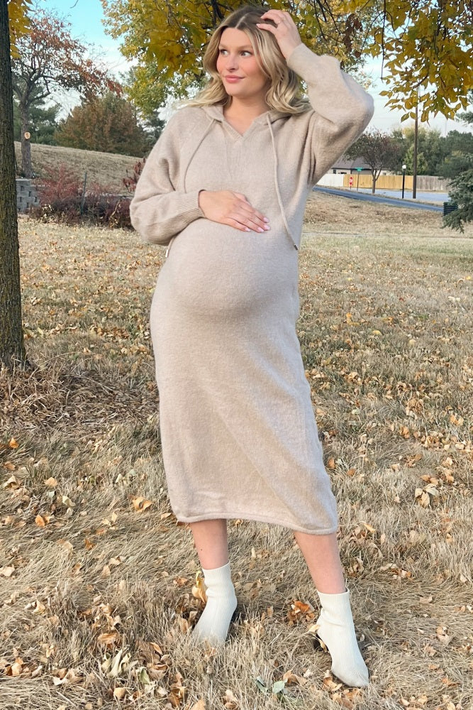 midi sweater dress maternity Ribbed Sweater Maternity Midi Dress