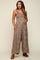 Mocha Sleeveless Floral Smocked Ruffle Maternity Jumpsuit