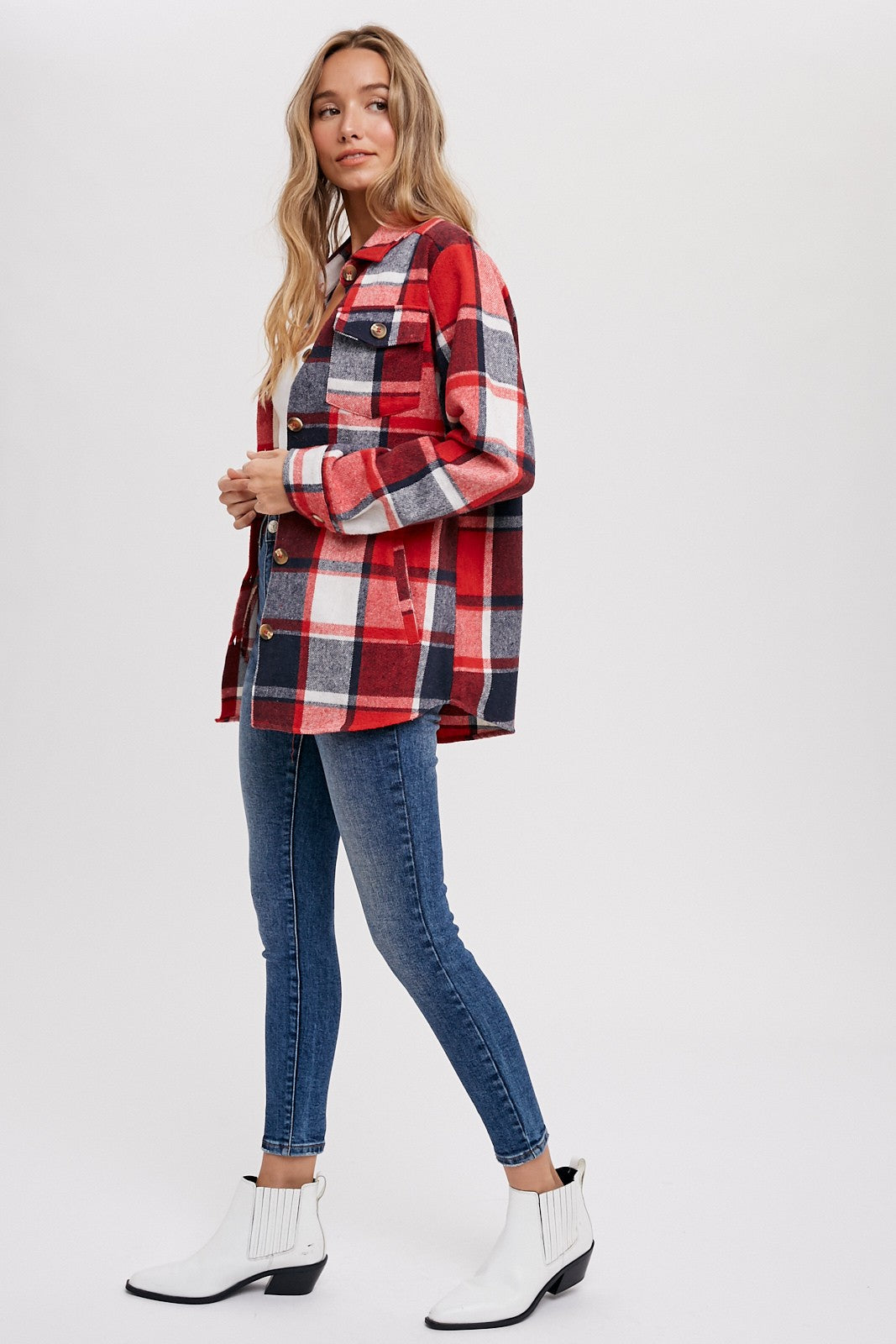 Red Plaid Shirt Jacket