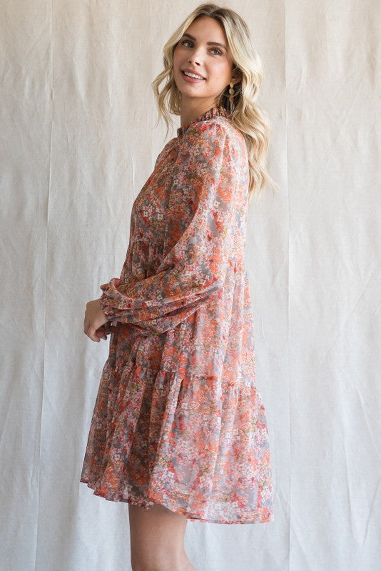 grey floral chiffon dress Buy Grey Floral Printed Silver Chiffon Flared Dress Online for Woman