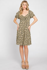 Olive Floral Sweetheart Maternity Dress