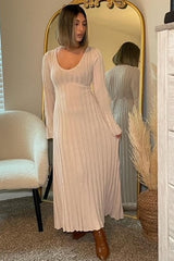 Taupe Ribbed Knit Maxi Dress