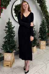 Black Ribbed Knit Maxi Dress