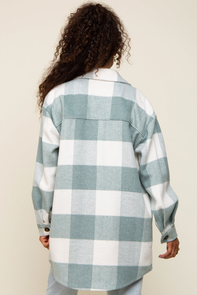 Grey Plaid Brushed Long Shacket – PinkBlush