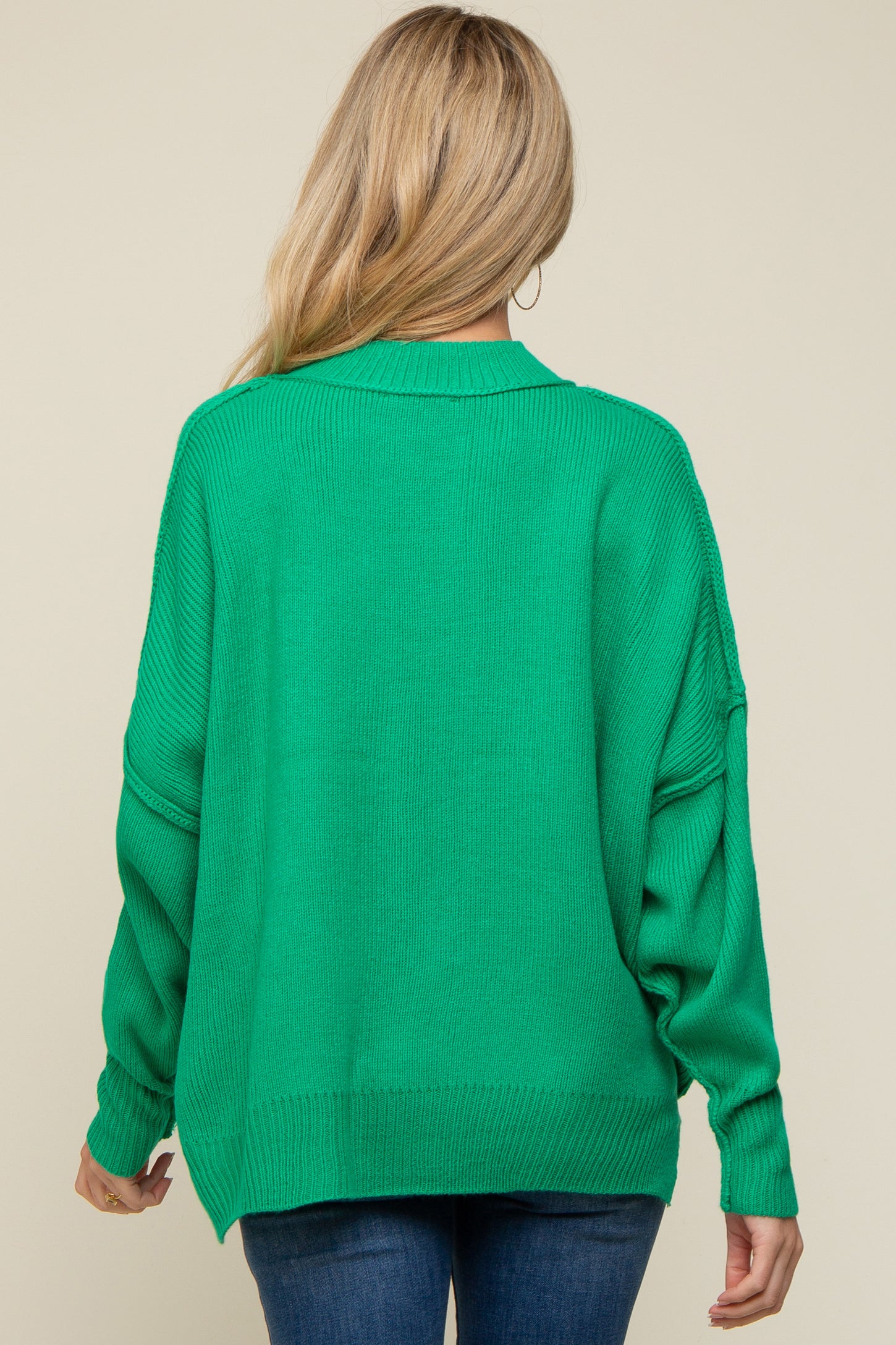 Green Mock Neck Maternity Sweater