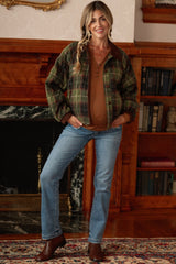 Camel Button Front Long Sleeve Maternity Top