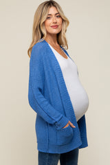 Blue Cuff Sleeve Maternity Cardigan