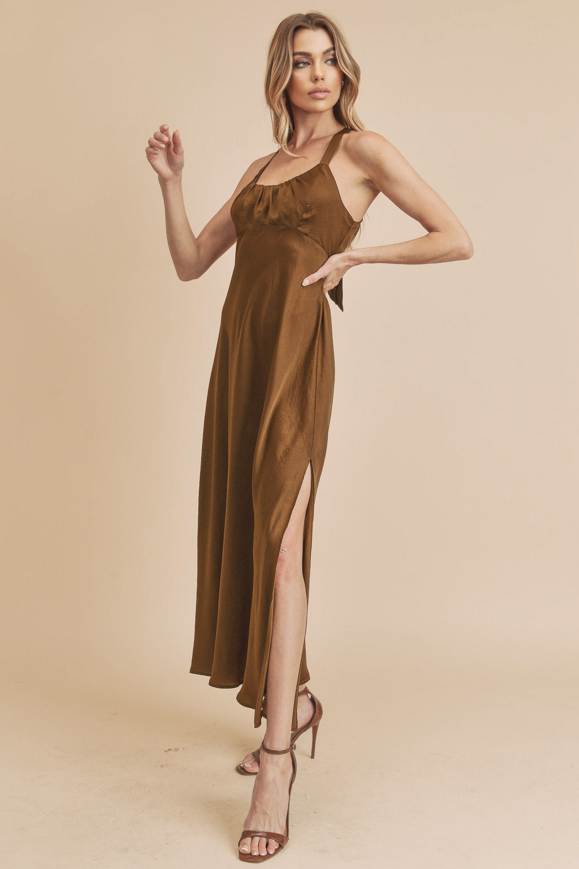 bronze dress maxi Bronze Ombre Maxi Dress L Bronze Multi by Lane 201