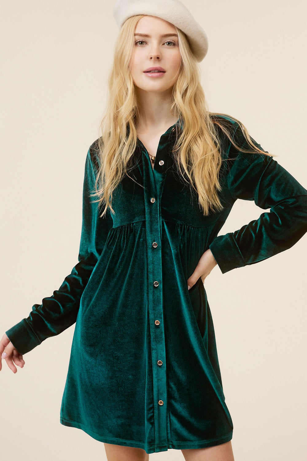 Emerald Green Velvet Button Down Maternity Dress – PinkBlush