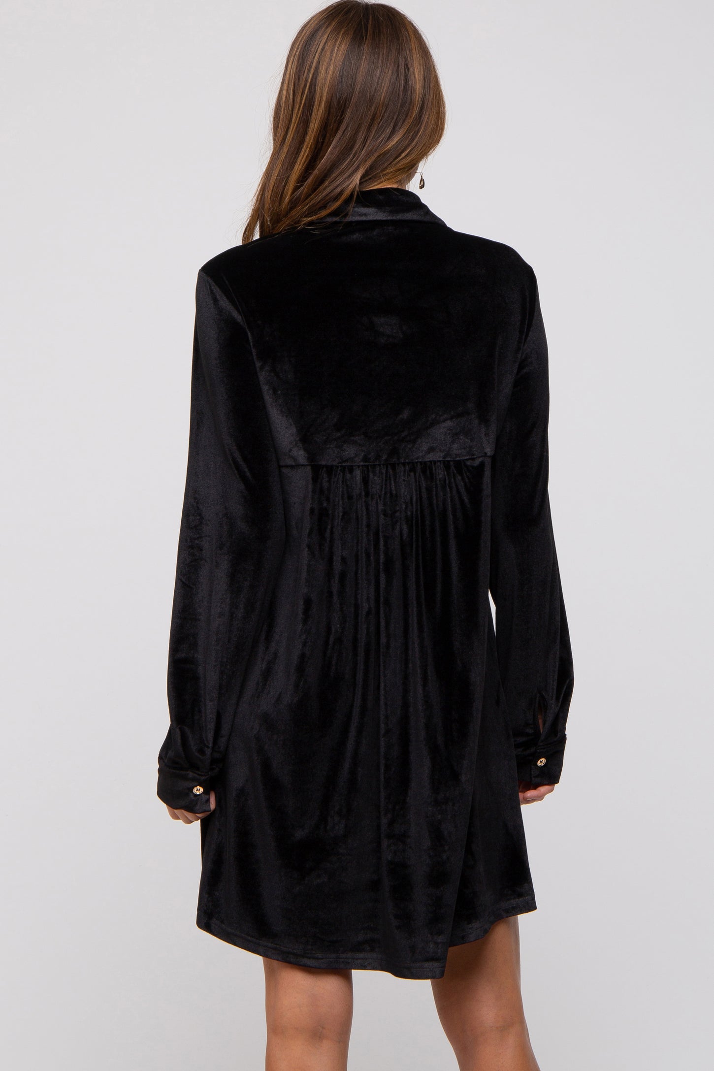 Black Velvet Button Down Dress – PinkBlush Black Velvet Button Down Dress – PinkBlush