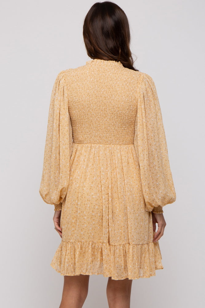 yellow long sleeve maternity dress Eden Maternity Photoshoot Dress