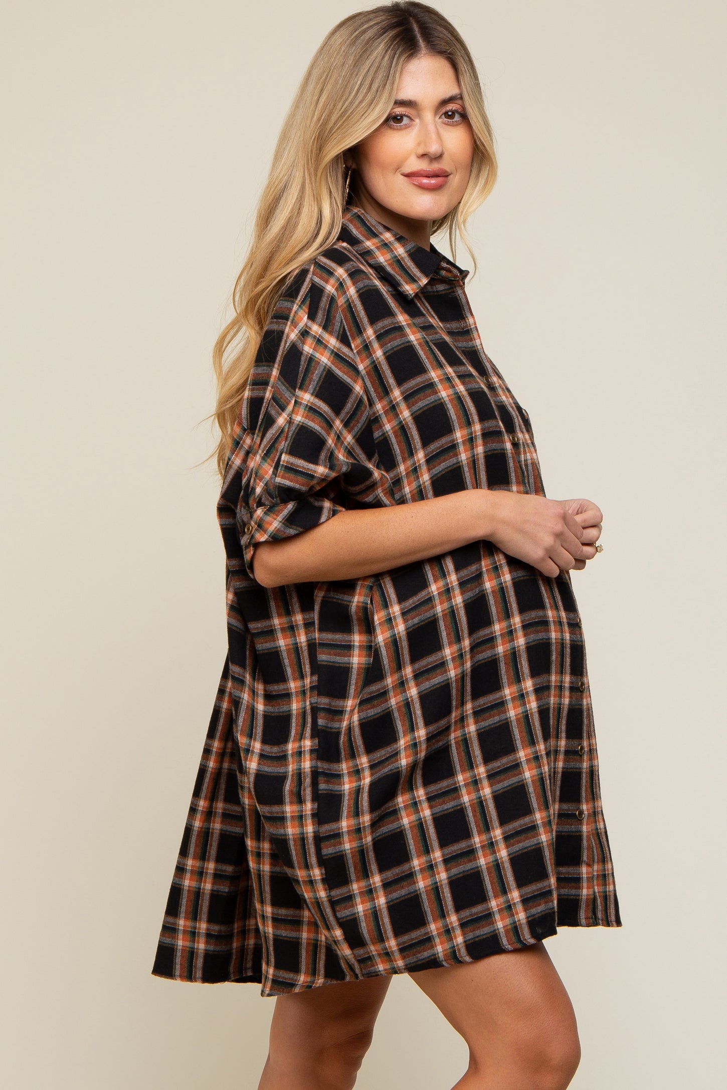 mini flannel dress 100% Cotton Forest Green Plaid Mini Dress - All Dresses