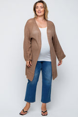 Mocha Knit Bell Sleeve Plus Maternity Cardigan