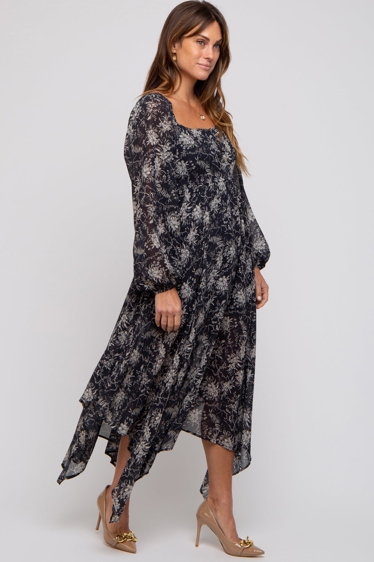 white christmas dresses Button Up Maxi Dress | Black | Long Sleeve | Sustainable Clothing main image 1