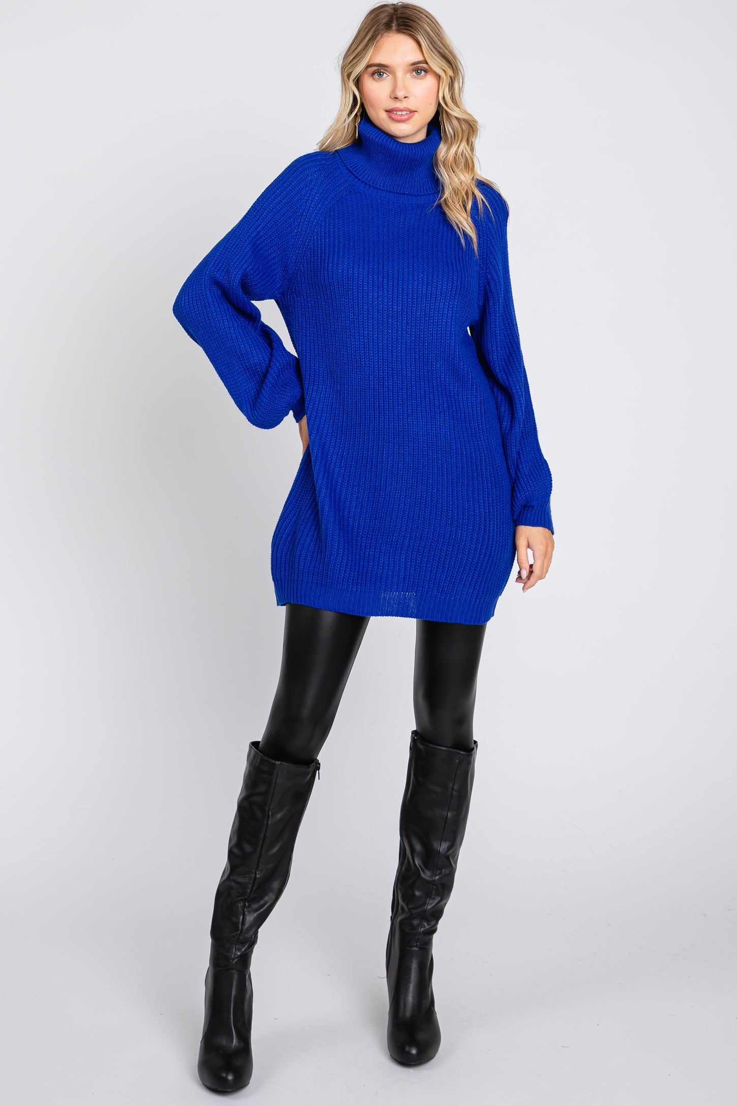 Royal Blue Turtleneck Maternity Sweater Mini Dress PinkBlush Royal Blue Turtleneck Maternity Sweater Mini Dress PinkBlush