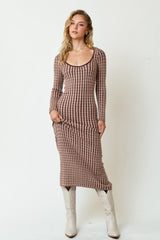 Brown Cable Knit Fitted Midi Dress – PinkBlush
