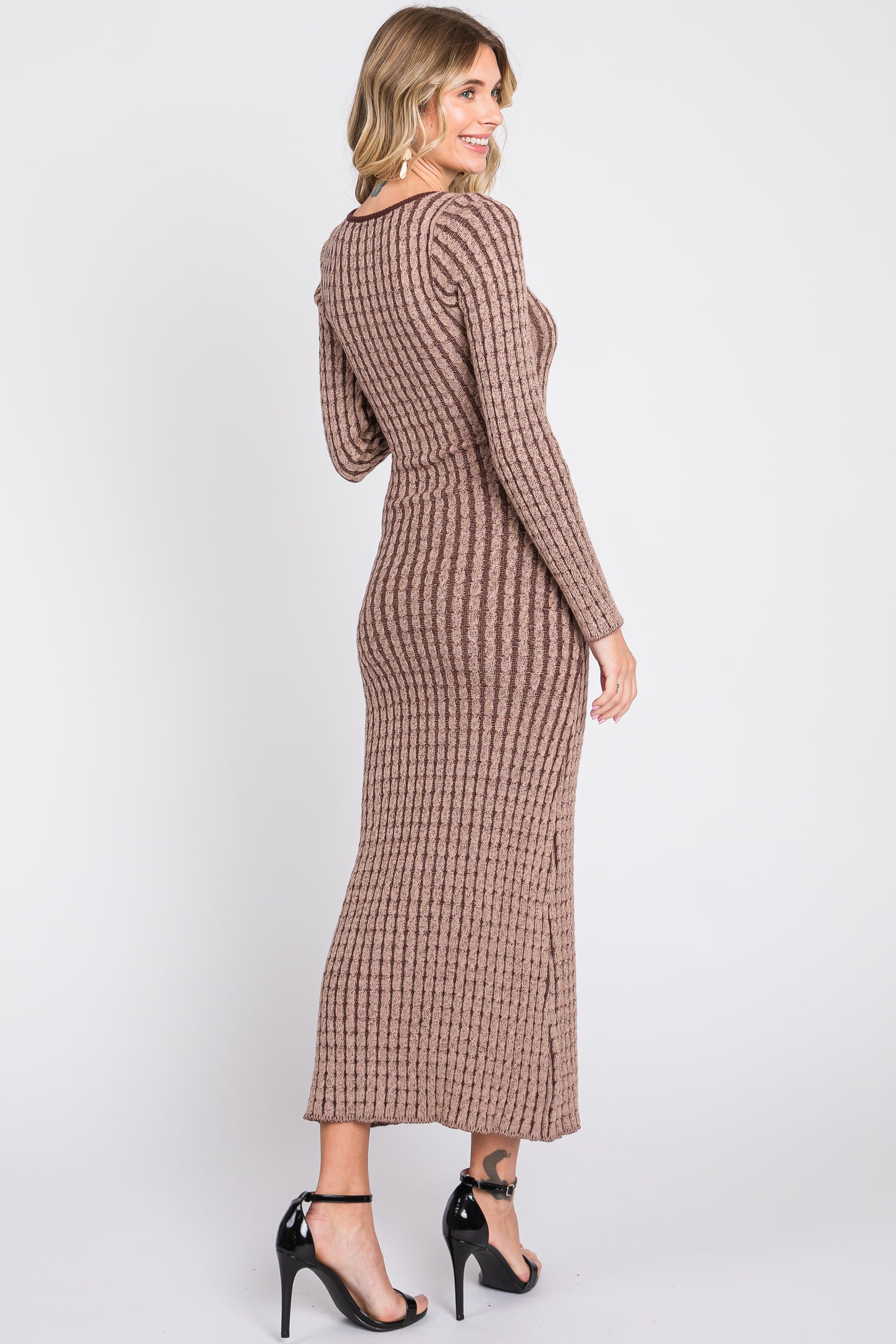 chinese dress ladies Scoop Neck Viscose Knit Dress Brown – Roland Mouret
