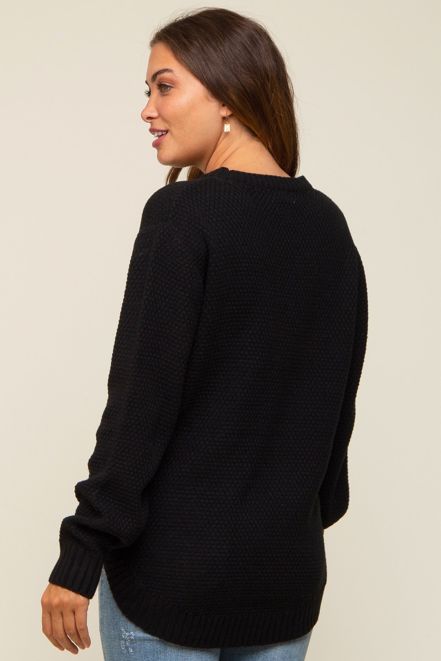Black Knit Pullover Maternity Sweater