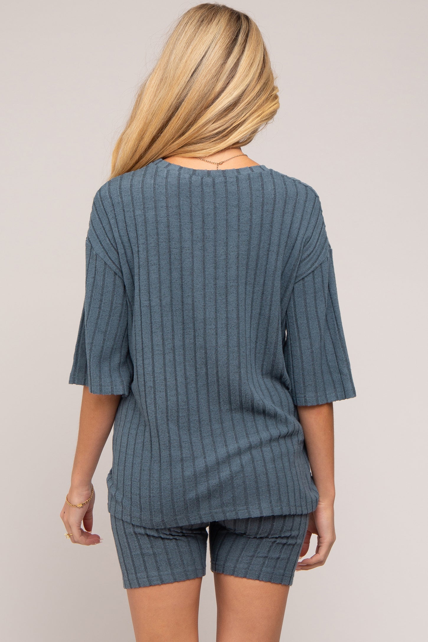 Blue Ribbed Soft Short Sleeve Maternity Shorts Set – PinkBlush Blue Ribbed Soft Short Sleeve Maternity Shorts Set – PinkBlush