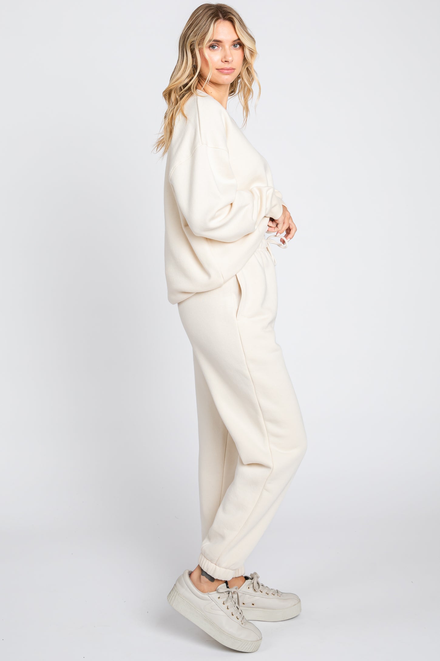 Ivory Basic Fleece Sweatpants