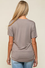 Taupe Scoop Neck Basic Maternity Tee
